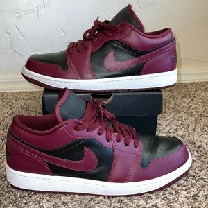 Air Jordan 1 Low Burgundy Maroon Black Shoes W11.5 M10